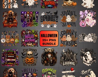 25+ Halloween PNG Bundle, Ghost, Spooky Season PNG, Creepy Graphics, Skeleton, Horror Characters, Halloween Sublimation, Digital Download
