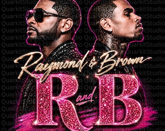 Chris Brown and Usher Raymond RB PNG, R&B 2026 Tour Pink Glitter Design, Usher and Brown Concert T Shirt Graphic, Digital Download