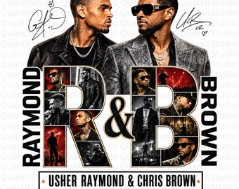 Chris Brown and Usher Raymond RB PNG, R&B 2026 Tour Design, Usher and Brown Concert T Shirt Graphic, Digital Download