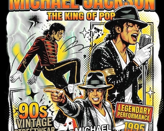 Michael Jackson geïnspireerd png, king of pop png, MJ muzieklegende shirt print, retro vintage afbeelding, sublimatie png, digitale download