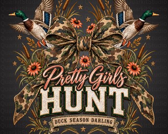 Hunting Season PNG, Pretty Girls Hunt, Mallard Duck Hunting, Retro Wildflowers Flying Duck Graphic, Coquette Hunter Shirt, Digital Download