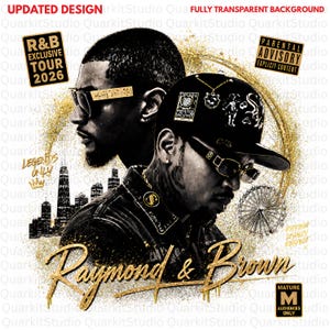 Chris Brown and Usher Raymond R&B 2026 Tour PNG, Black and Gold Design, Usher and Brown Concert T Shirt Graphic, Digital Download