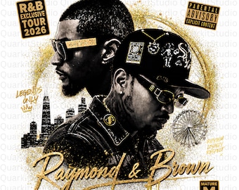 Chris Brown and Usher Raymond R&B 2026 Tour PNG, Black and Gold Design, Usher and Brown Concert T Shirt Graphic, Digital Download