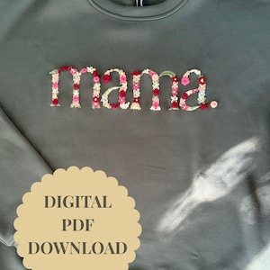 Alphabet floral - modèle PDF numérique pour broderie à la main