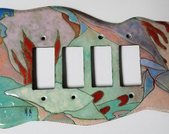 enameled copper light switch cover/ non-rectangular quad decora