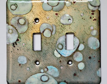 Enameled copper light switch cover/bubbles double toggle