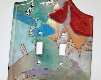 enameled copper light switch cover/ non-rectangular double toggle abstract