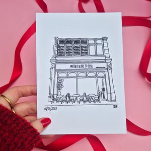 Aangepaste handgetekende gepersonaliseerde datumtekening van foto: 7 x 5 inch