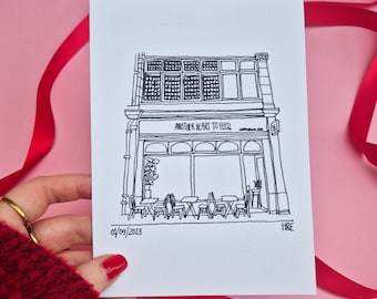 Custom Hand-Drawn Personalised Date Spot Drawing from Photo 7x5 inches