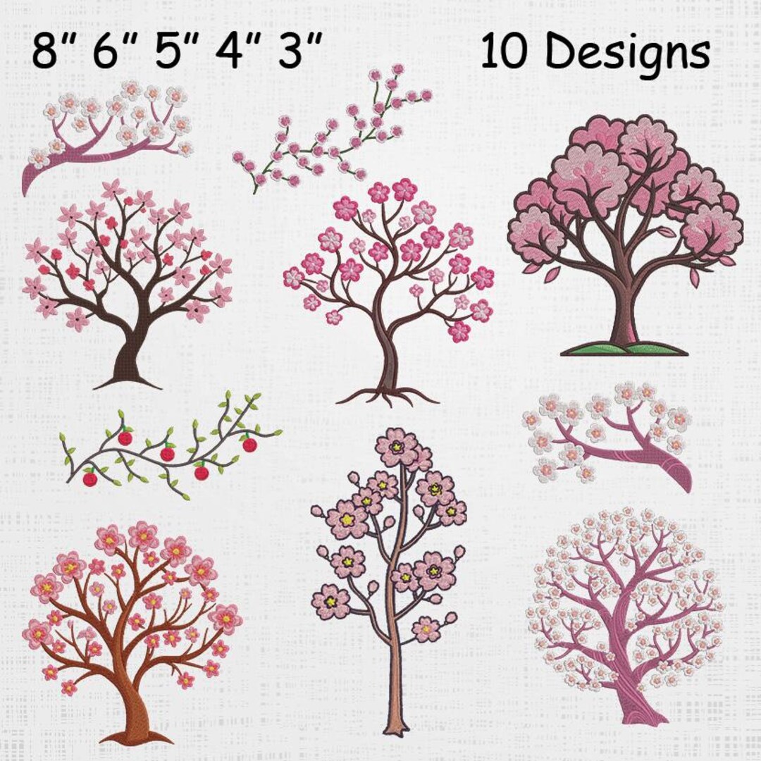 Cherry Tree Embroidery Designs - Cherry Blossom Tree Embroidery Pattern ...