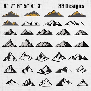 Zestaw do haftu „Góry” – wzór ściegu „sylwetka gór” – plik maszynowy z konturami gór – 33 wzory w 6 rozmiarach