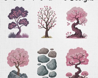 Juego de bordado de cerezo en flor - Patrón de cerezo - Archivo para máquina - 6 diseños, 6 tamaños