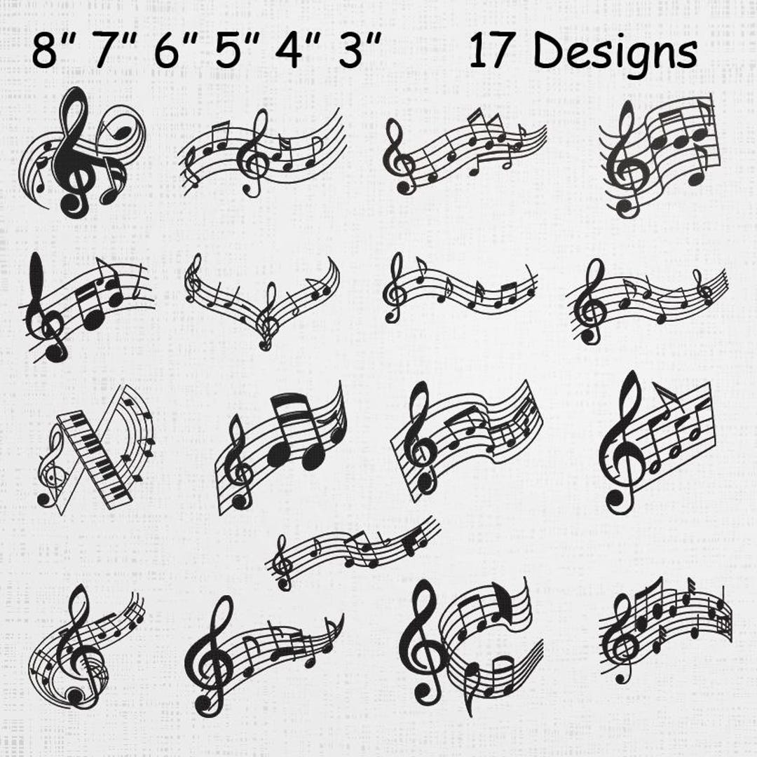 Music Notes Icons Stitching Embroidery Set - Classical Music Notes ...