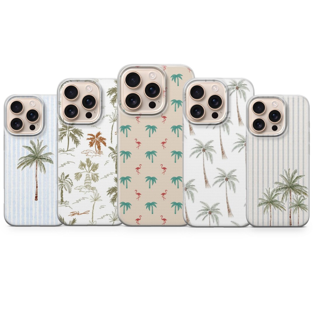Palm Tree Phone Case Striped Aesthetic Cover for iPhone 17 Pro Max, 16e ...