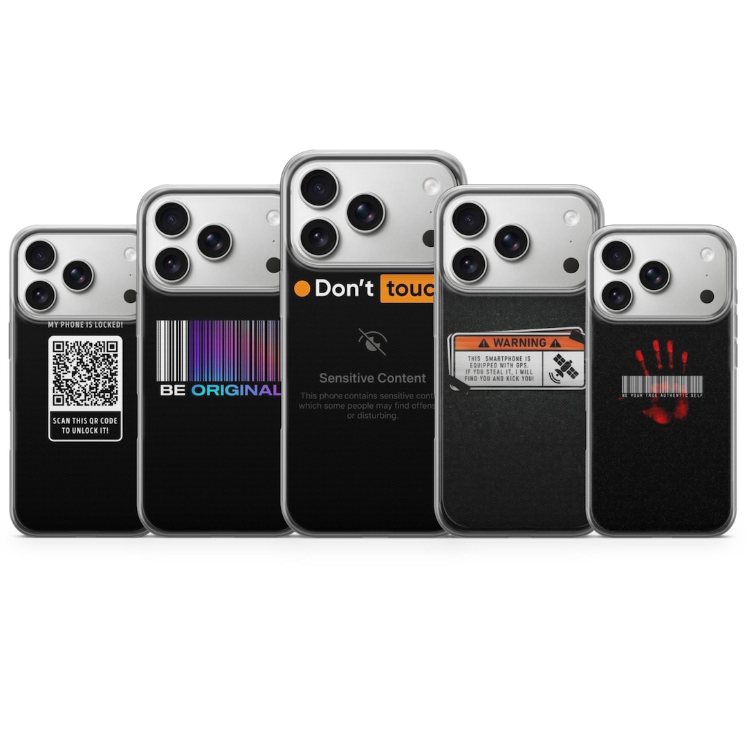 Barcode Warning Phone Case QR Code Cover for iPhone 17 Pro Max, 16e, 15 ...