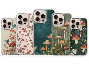 Cottage Core Phone Case Fungi Cover for iPhone 17 Pro Max, 16e, 15, 14, 13 & Samsung S25 Ultra, S24 FE, A56, A16, Pixel 10 XL, 9a, 8, 7, 6