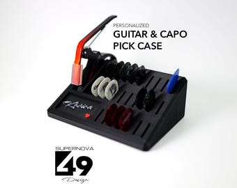 Personalized Guitar Pick and Capo Holder for Desk