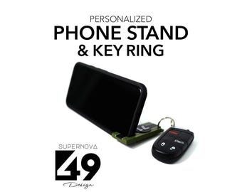 Phone holder - Keychain Ring - Smartphone stand - Custom Colors - Personalized - Racing Theme