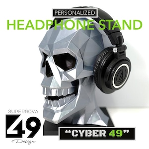 Soporte para auriculares para gamers - Soporte para auriculares de busto - Decoración de escritorio para juegos de cyborg y FPS