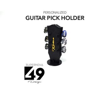 Personalized Guitar Pick Holder, Gibson Les Paul Headstock, Musician Gift
