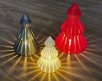 3D Printed Christmas Tree LED Candle Holder Mesh - Holiday Decor - Festive Tea Light Holder