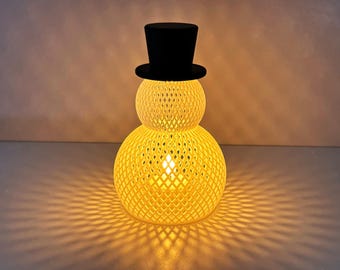 3D Printed Snowman LED Candle Holder - Holiday Decor - Festive Tea Light Holder