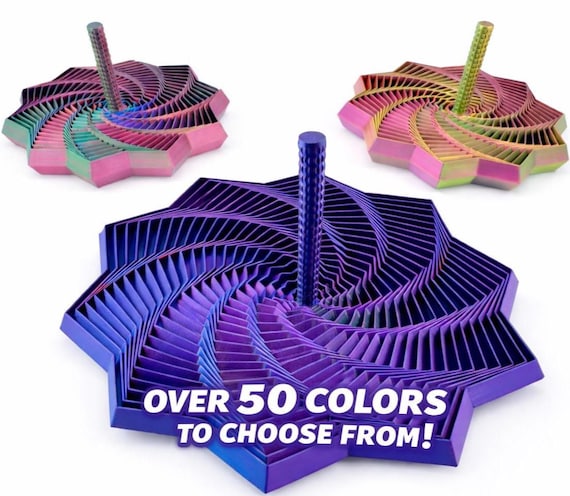 Fidget Star with Handle, Hypnotic Spinning Toy, 3D Printed Sensory Desk Fidget, Stress Relief Gift for Teens & Adults