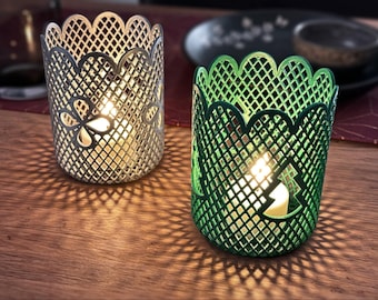 3D Printed Festive LED Tea Light Candle Holders for Dinner Table Holiday Decor