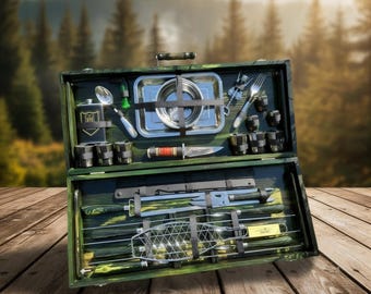 Juego personalizado de brochetas para barbacoa y utensilios de picnic en estuche de madera con forma de transformador – Regalo grabado para él
