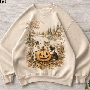 Sudadera vintage de los 90 con gato para Halloween, camiseta retro de Halloween, camiseta de la temporada espeluznante, camiseta de calabaza, camiseta para amantes de los gatos, gato negro, temporada espeluznante