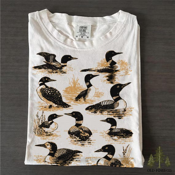 Loon Shirt, Common Loon Bird Lover Gift, Vintage Birdwatching Comfort Colors Tee, Lake Life Wildlife Shirt
