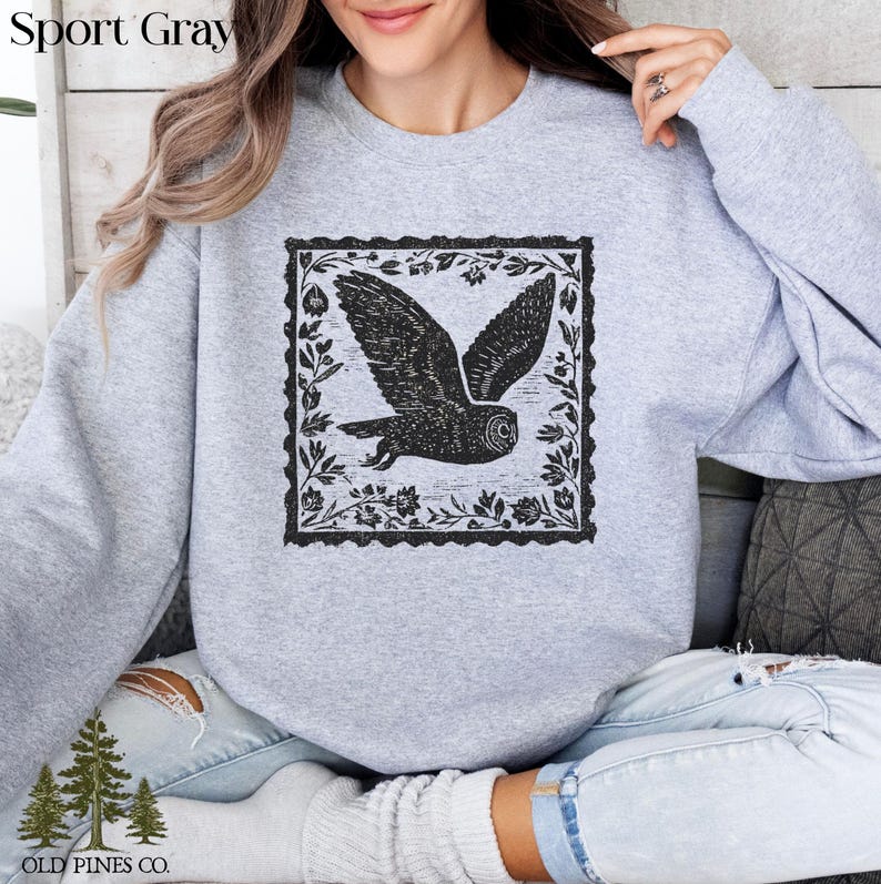 Cottagecore Owl Shirt, Cottagecore Floral Sweatshirt, Folk Art Forest ...