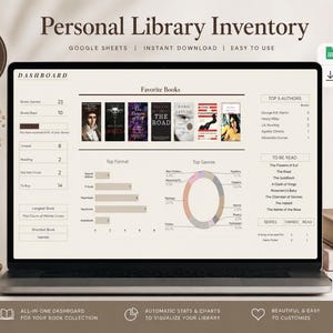 Book Tracker Spreadsheet | Library Inventory Google Sheets | Home Library Organizer | Personal Book Collection Tracker | Reading Dashboard