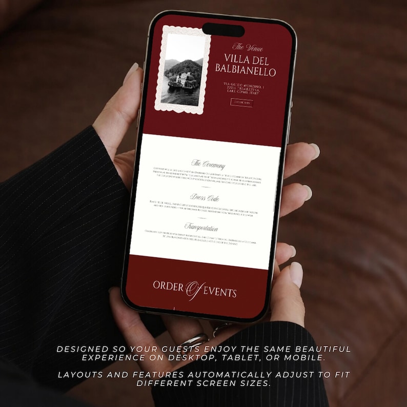Burgundy Old Money Wedding Website Template with RSVP & Countdown, Editable Canva Design, Elegant Timeless Aesthetic, Instant Download image 11