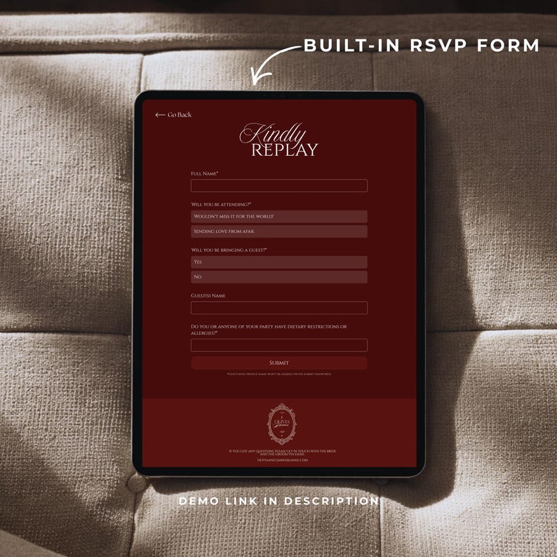 Burgundy Old Money Wedding Website Template with RSVP & Countdown, Editable Canva Design, Elegant Timeless Aesthetic, Instant Download image 9
