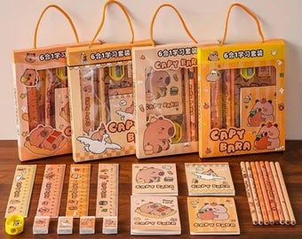 Capybara Stationery Set – 6-Piece School Supplies, Surprise Gift