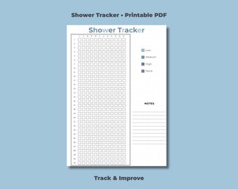 Shower Tracker Printable | Minimalist Hygiene Habit (A4 PDF)