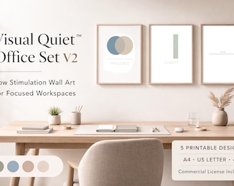 Minimalist Office Wall Art Set V2 | Low Stimulation Prints A4 Letter 4:5 | Commercial + Personal Use Decor