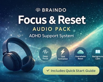 ADHD Focus Music Pack | Deep Work, Task Activation & Overwhelm Reset Audio | 8 Calming MP3s + Quick Start Guide