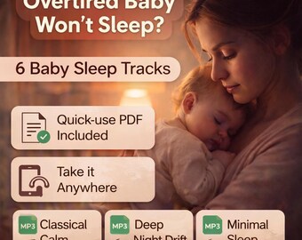 Baby Sleep Wind Down Audio Pack | Overtired Baby Night Reset Sounds | 6 Calming MP3 Tracks + Quick Use PDF Guide