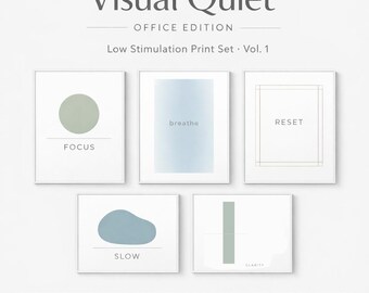 Minimalist Office Wall Art Set | Low Stimulation Focus Prints A4 Letter 4:5 | Commercial Use Included