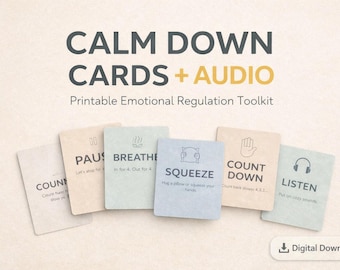 Autism Calm Down Cards Printable + Sensory Audio | Emotional Regulation Visual Aid for Kids | ADHD Meltdown Support Toolkit | Instant Access