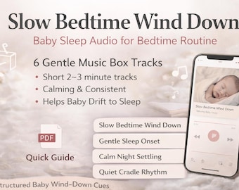 Baby Sleep Music MP3 Pack – 6 Gentle Bedtime Tracks, Slow Wind Down Audio, Nap & Night Routine Support (Digital Download)