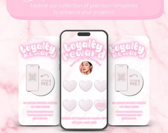 Plantilla editable de tarjeta de fidelización rosa para negocios de belleza, Canva (descarga digital)