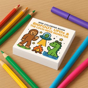 Bigfoot, UFOs & Loch Ness Monster Mini Coloring Book: 50 Pages Travel Size