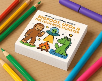 Bigfoot, UFOs & Loch Ness Monster Mini Coloring Book: 50 Pages Travel Size