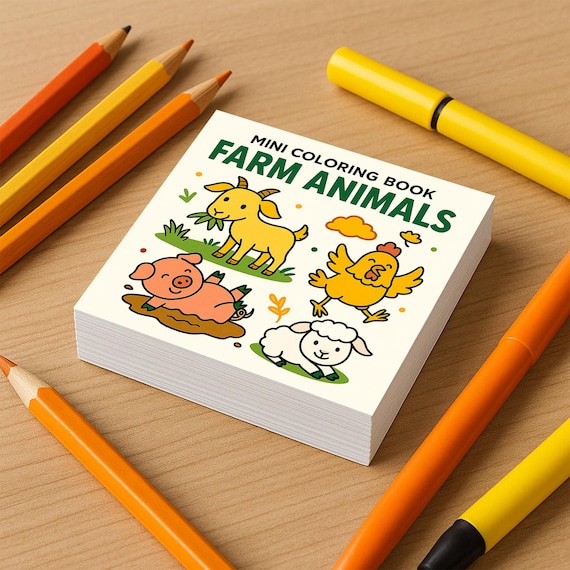 Farm Animals Mini Coloring Book: 50 Pages Travel SIze