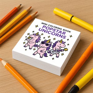 Popstar Unicorn Mini Coloring Book: 50 Pages Travel Size