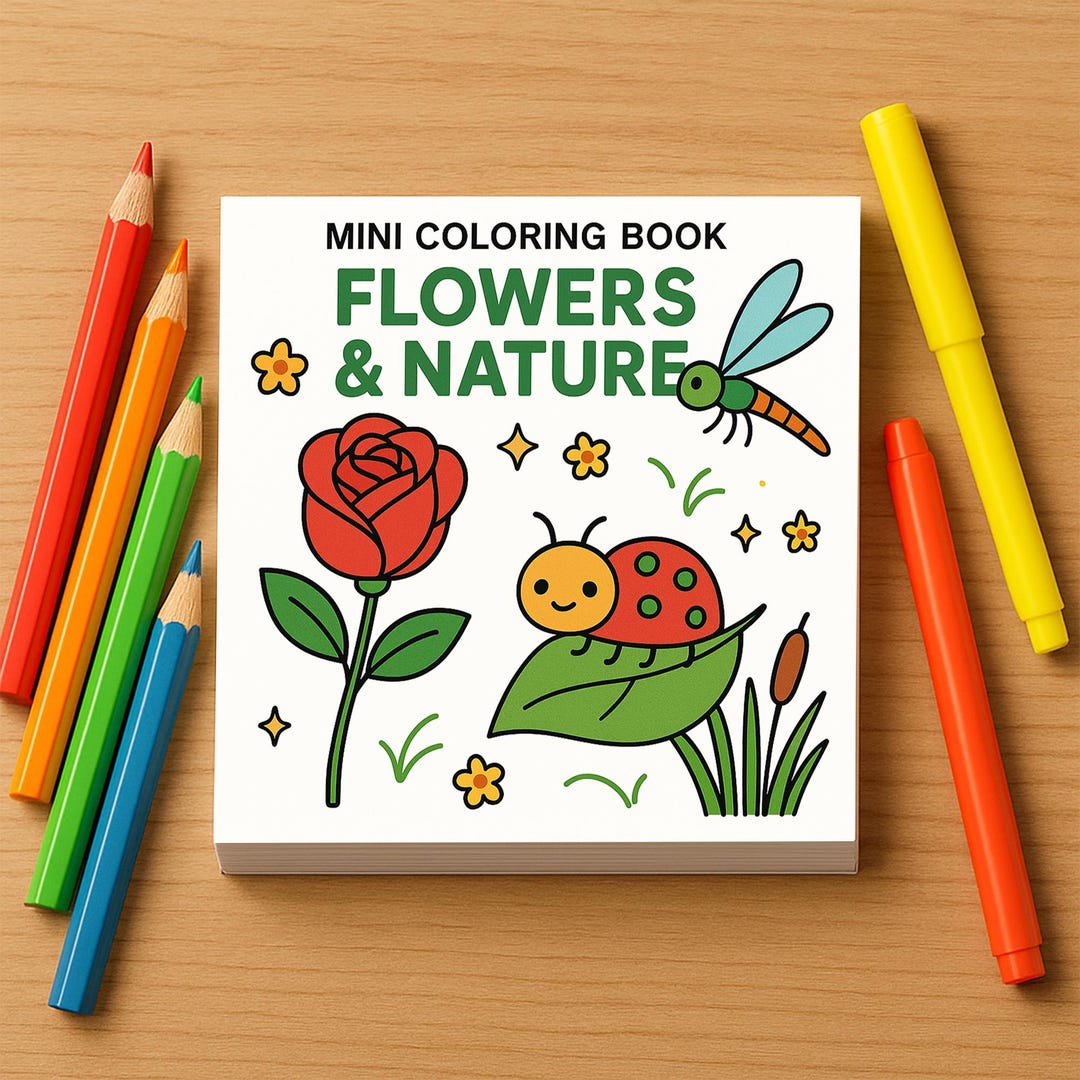 Flowers & Nature Mini Coloring Book: 50 Pages, Travel Size - Etsy
