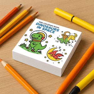 Dinosaurs in Space Mini Coloring Book: 50 pages Travel Size